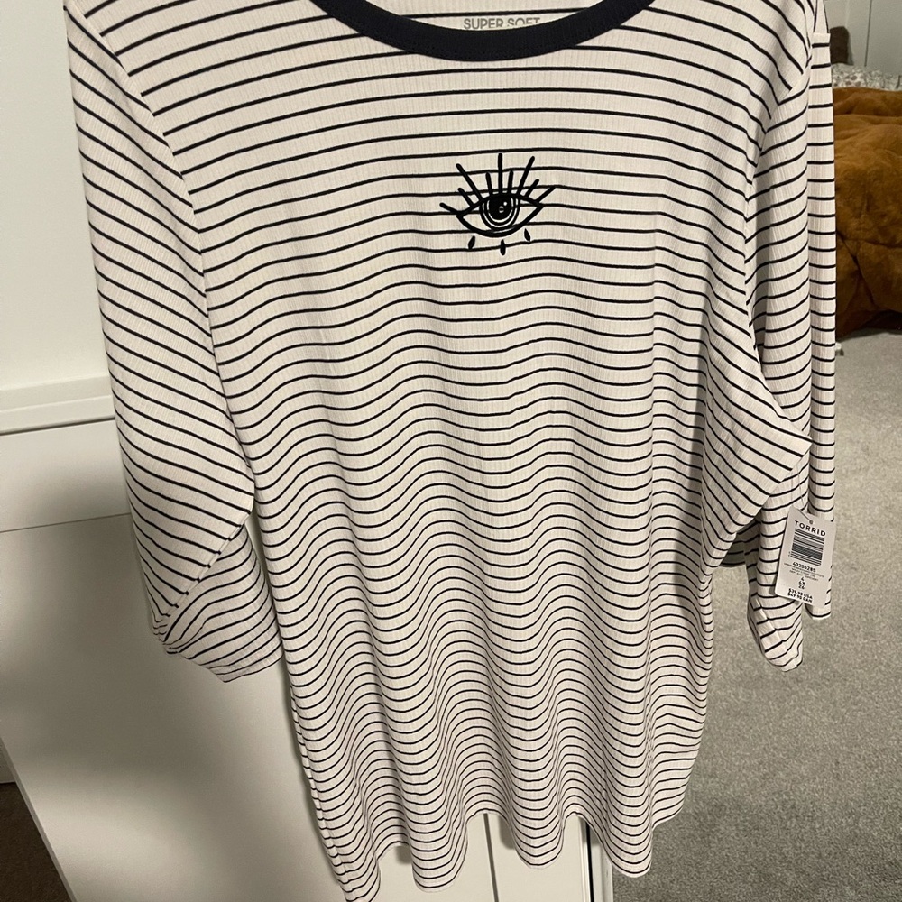 Torrid Dark Gray and White Striped Top
